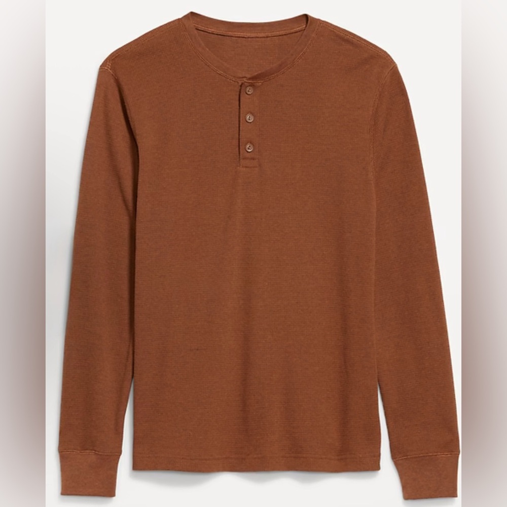 Old Navy Men's Long Sleeve Brown Henley